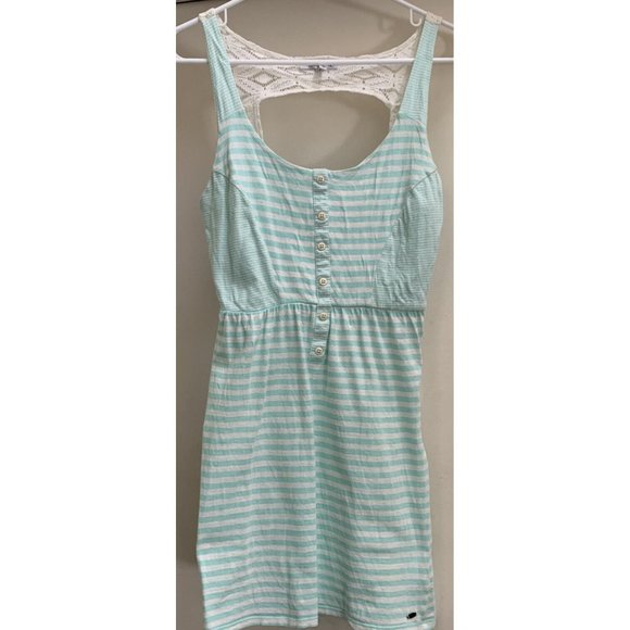 O’Neil Striped Sun dress Juniors S Small Off White Lace 100% Cotton sundress - Picture 1 of 7